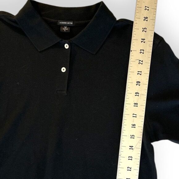ASHWORTH Black Polo Golf Short Sleeve‎ Wm Sz L Preppy EUC - Picture 8 of 8
